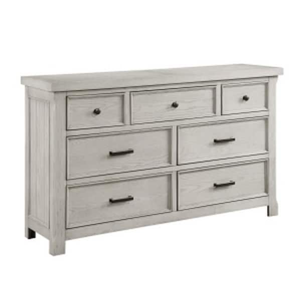 Benjara White and Black 7-Drawer 66.5 in. Wide Dresser Without Mirror