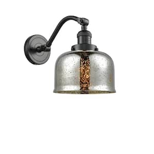 Bell 8 in. 1-Light Oil Rubbed Bronze Wall Sconce with Silver Plated Mercury Glass Shade