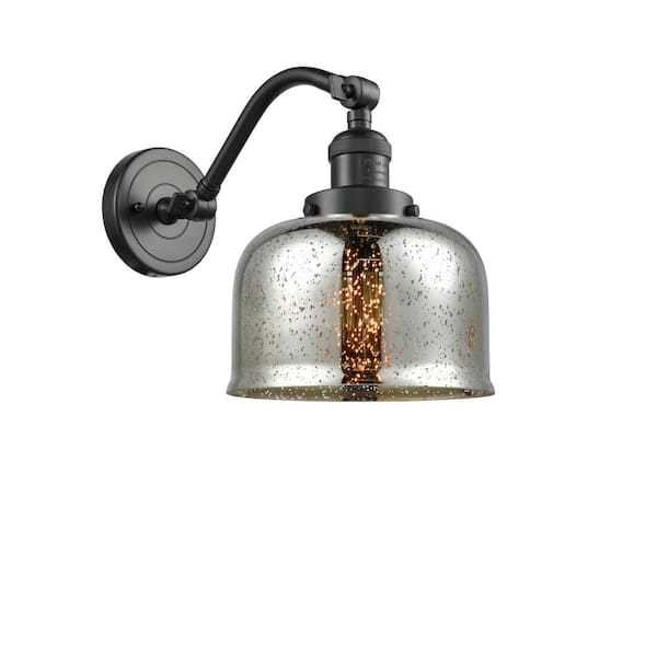 Innovations Bell 8 in. 1-Light Oil Rubbed Bronze Wall Sconce with Silver Plated Mercury Glass Shade