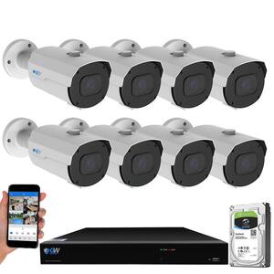 16-Channel 8MP NVR 4TB HDD Surveillance System with 12 Wired IP Bullet Cameras 2.7 mm to 13.5 mm Motorized Lens 30 FPS