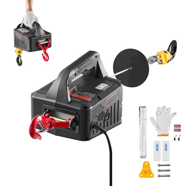 1500-Watt Portable Winch, 2-in-1 Electric Hoist Winch, 1100 lbs. Capacity, 25 ft. Lift Height, Manual/Wireless Control