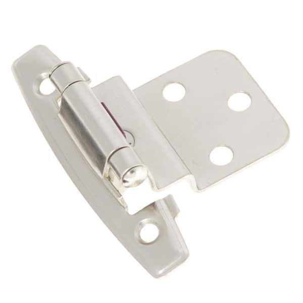 Surface Mount Variable Overlay, 3/8 in. Inset Face Frame Self-Close Satin Nickel Cabinet Door Hinges