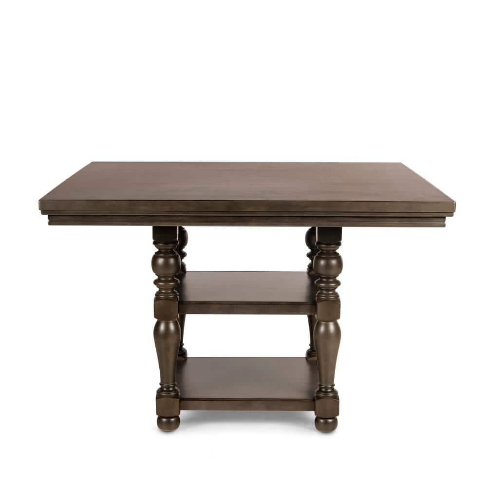 54" Brown Wood Transitional Square Counter Height Dining Table
