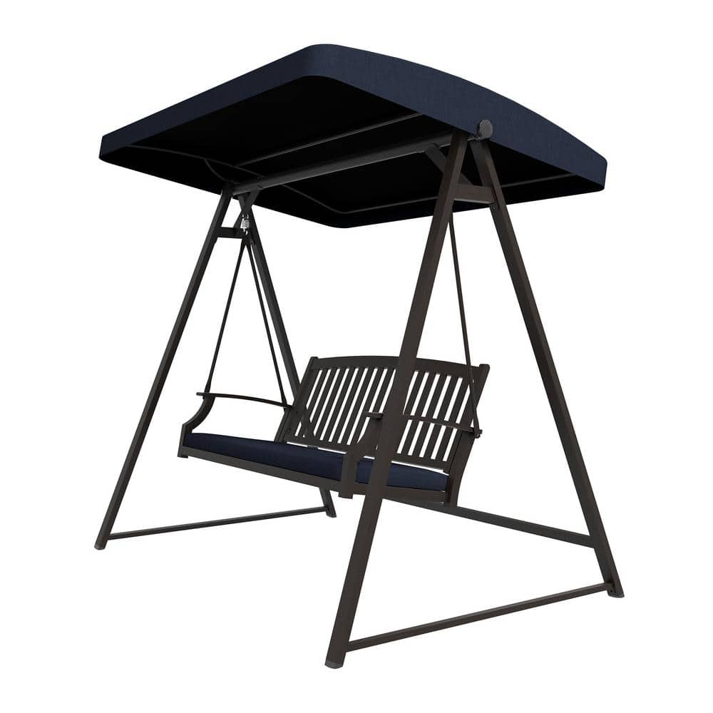 2-Person Metal Outdoor Patio Swing Chair Hanging Glider Porch Bench for Garden with Adjustable Canopy and Cushion price history on PriceWatchPro