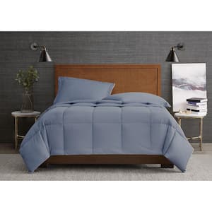 Garment Wash Solid 2-Piece Blue Microfiber Twin XL Comforter Set