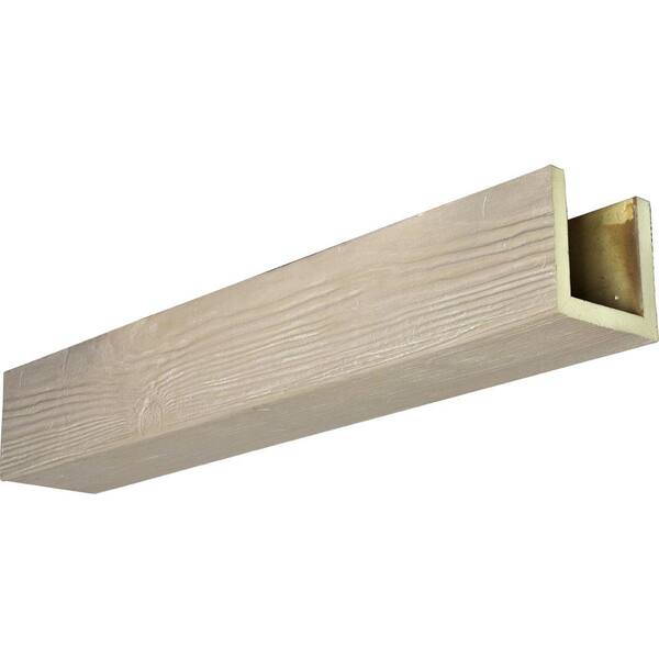 Ekena Millwork 8 in. x 4 in. x 24 ft. 3-Sided (U-Beam) Sandblasted White Washed Faux Wood Ceiling Beam