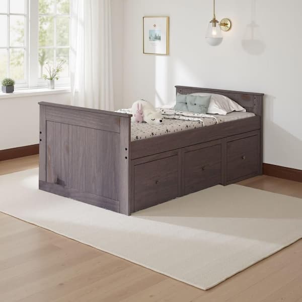 Mari Gray Twin Captain Bed with Drawers