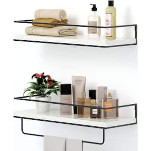 6 in. W x 4 in. H x 16 in. D Modern White Over The Toilet Storage Bathroom Shelves, Wall Mounted with Removable Legs