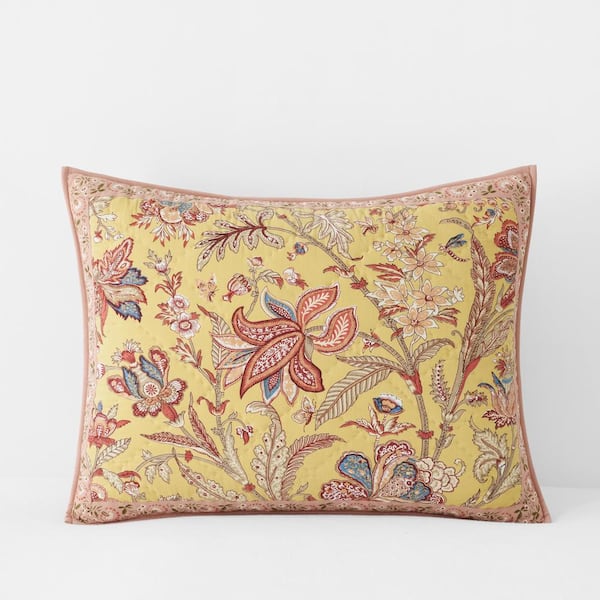 The Company Store Company Cotton Multi Neutral Kamalei Floral Reversible Quilted Cotton Standard Sham