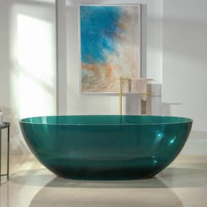 65 in.L X 29 in.W Stone Resin Solid Surface Freestanding Soaking Bathtub in Transparent Green