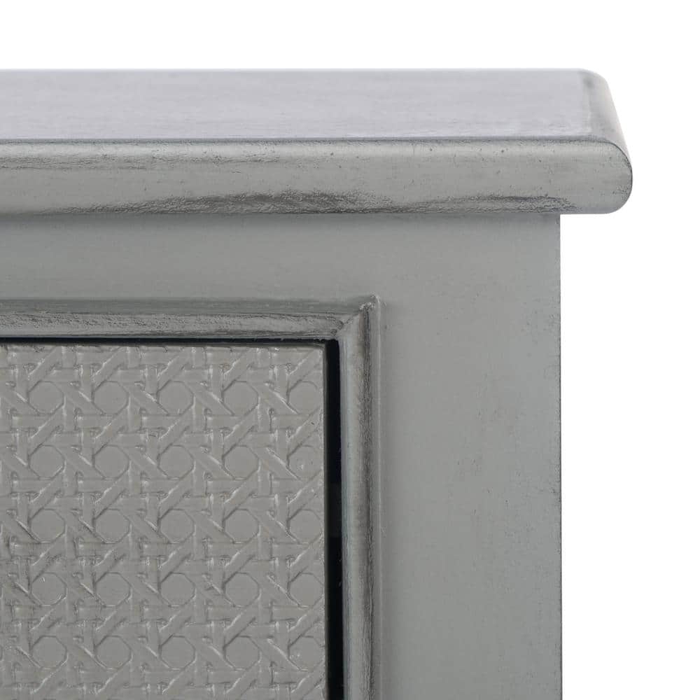 Distressed Gray Pine Wood Console Table with Storage