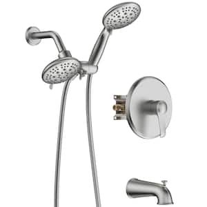 2-In-1 Single-Handle 11-Spray Tub and Shower Faucet 4 in. Handheld Combo Shower Head in Brushed Nickel(Valve Included)