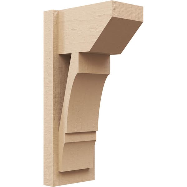 Ekena Millwork 8 in. x 24 in. x 12 in. Balboa Slat Rough Cedar Woodgrain Timberthane Polyurethane Outlooker, Primed Tan