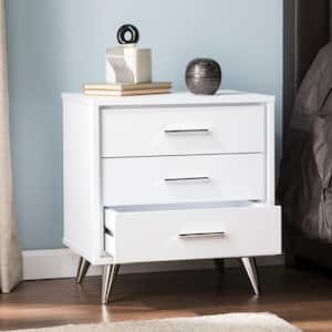 Oren 3-Drawers White Nightstand 21.5 in. H x 19.75 in. W x 17 in. D (Set of 1)