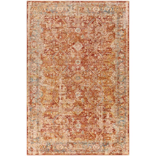 Livabliss Obasi Burnt Orange Damask 7 ft. x 10 ft. Indoor Area Rug