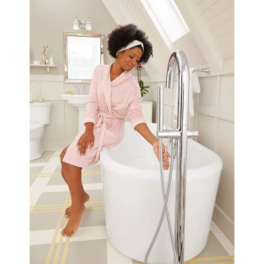 Polished Chrome Freestanding Tub Filler with Hand Shower