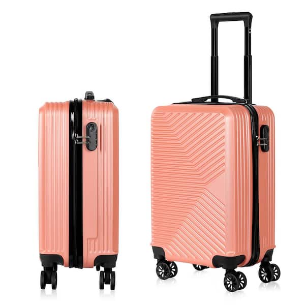 HIKOLAYAE Carry On Luggage, 20 in. Hardside Suitcase ABS Spinner Luggage with Lock - Crossroad in Rosegold