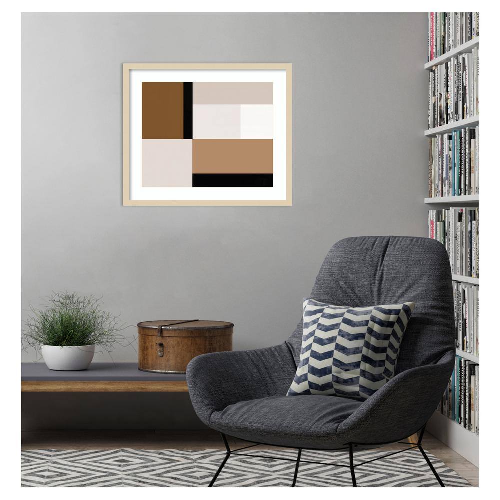 Neutral Centerpoint I Beige and Brown Framed Abstract Print