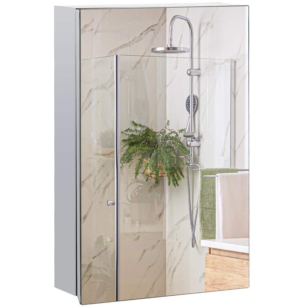 15.25 in. W x 23.5 in. H Rectangular Stainless Steel Wall Mounted Medicine Cabinet with Mirror in Silver price history on PriceWatchPro