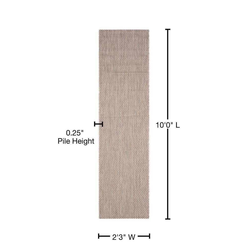 Beige and Brown Synthetic Non-slip Indoor/Outdoor Rug