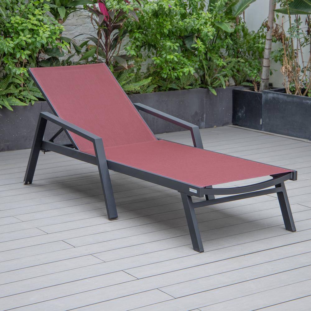 Marlin Burgundy Aluminum Outdoor Chaise Lounge Set with Fire Pit