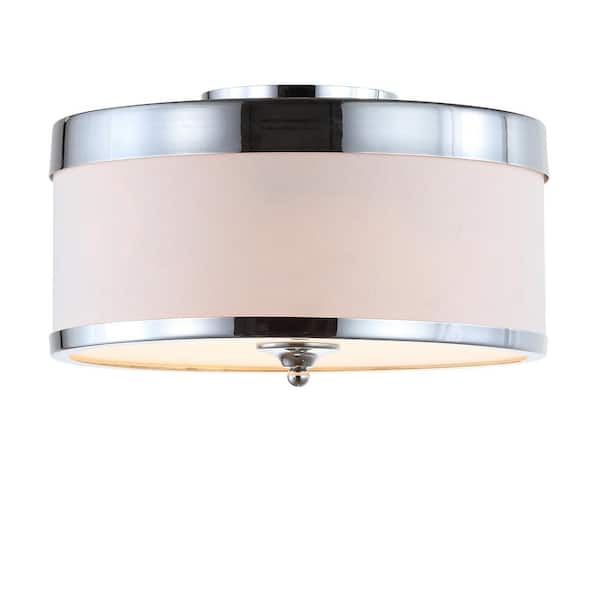 JONATHAN Y David Chrome/White 15 in. Metal LED Flushmount