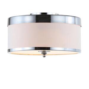 David Chrome/White 15 in. Metal LED Flushmount
