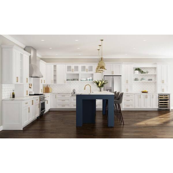 Home Decorators Collection Newport Pacific White Plywood Shaker Assembled Deep Wall Kitchen Cabinet Soft Close 36 In W X 24 D H W362424 Npw The