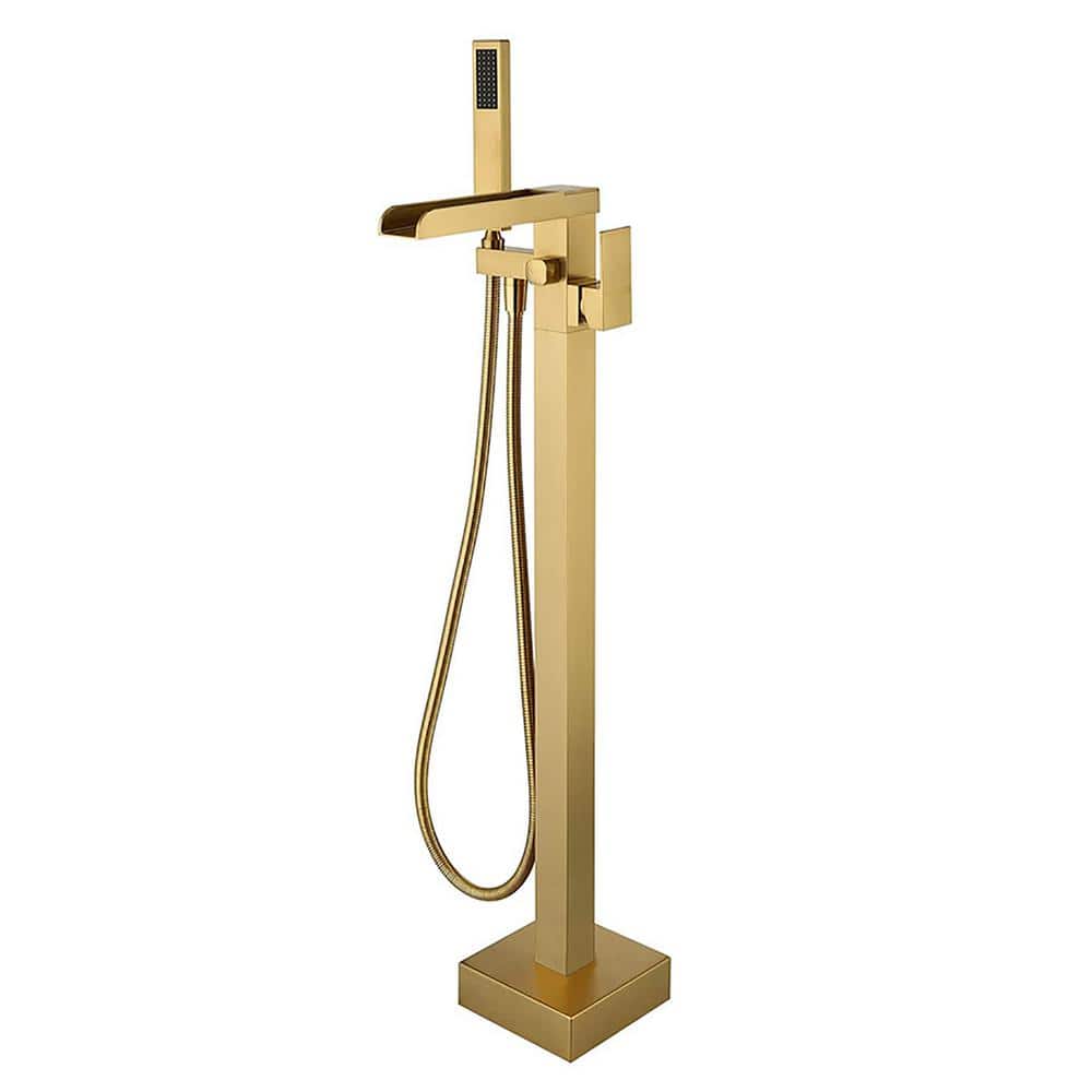 Single-Handle Floor Mount Freestanding Tub Faucet with Hand Shower, Water S