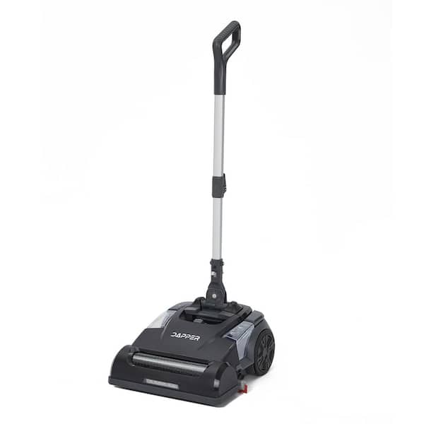 Commercial Cordless Hard Floor Walk-Behind Scrubber in Black with Vacuum Recovery System, Removable Battery, & LED Light