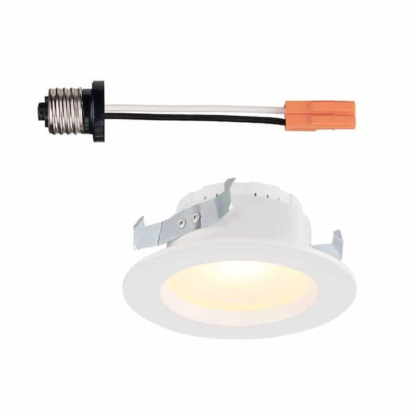 Commercial Electric 4 in. White Integrated LED Recessed Trim, 2700K