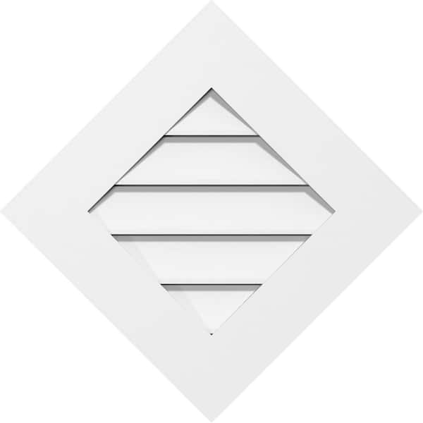 Ekena Millwork 28" x 28" Diamond Surface Mount PVC Gable Vent: Functional with Standard Frame