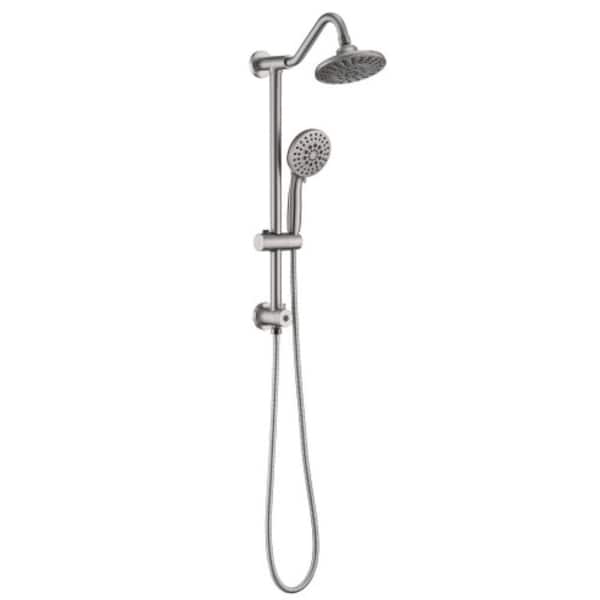 Lukvuzo 5-Spray Patterns with 2.5 GPM 6 in. Dual Shower Head and Handheld Shower Head in Brushed Nickel