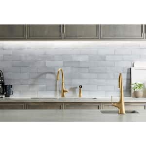 Single Handle Swing Spout Standard Kitchen Sink Faucet with Sidespray in Vibrant Brushed Moderne Brass