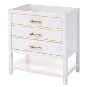 29.13 in. W x 17.70 in. D x 33.10 in. H Bath Vanity Cabinet without Top in White with 2-Drawers, Open Storage