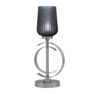 Savanna 18.5 in. Graphite Accent Table Lamp with Smoke Textured Glass Shade