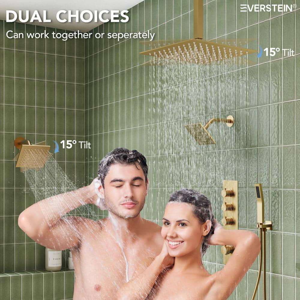 Brushed Gold Multi-Head Stainless Steel Shower System