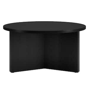 Anders 32 in. Black Round Particle Board Top Coffee Table