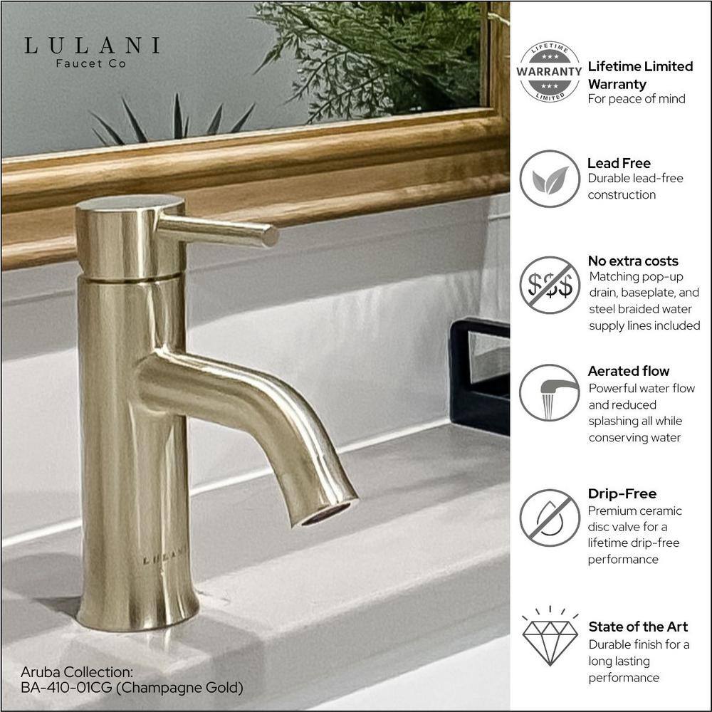 Aruba Flamingo-Inspired Single Handle Champagne Gold Bathroom Faucet