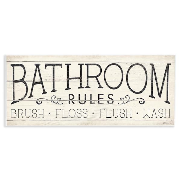 Bathroom Rules Sign Brush Floss Wash by Stephanie Workman Marrott Unframed Graphic Art Print Typography 7 in. x 17 in.
