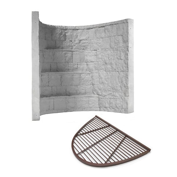 Rockwell 66 in. x 44 in. x 60 in. Grey Composite Window Well with Aluminum Bar Grate