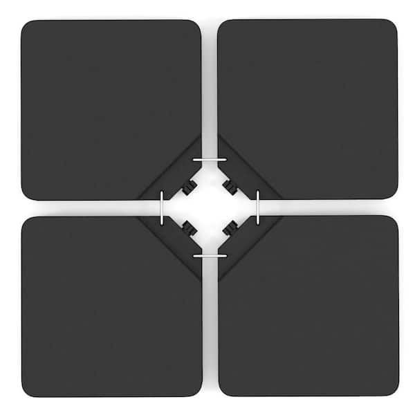 Costway Offset Patio Umbrella Base with 4 Square HDPE Plate & 4 Connection Metal Hooks in Black