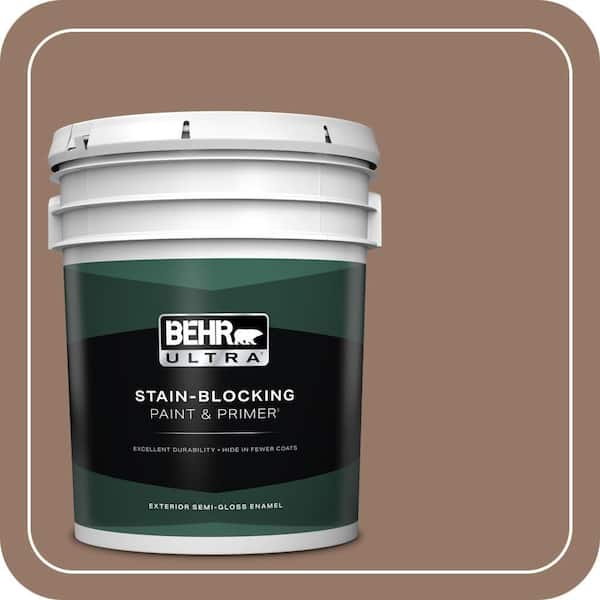 BEHR ULTRA 5 gal. #BXC-73 True Walnut Semi-Gloss Enamel Exterior Paint & Primer