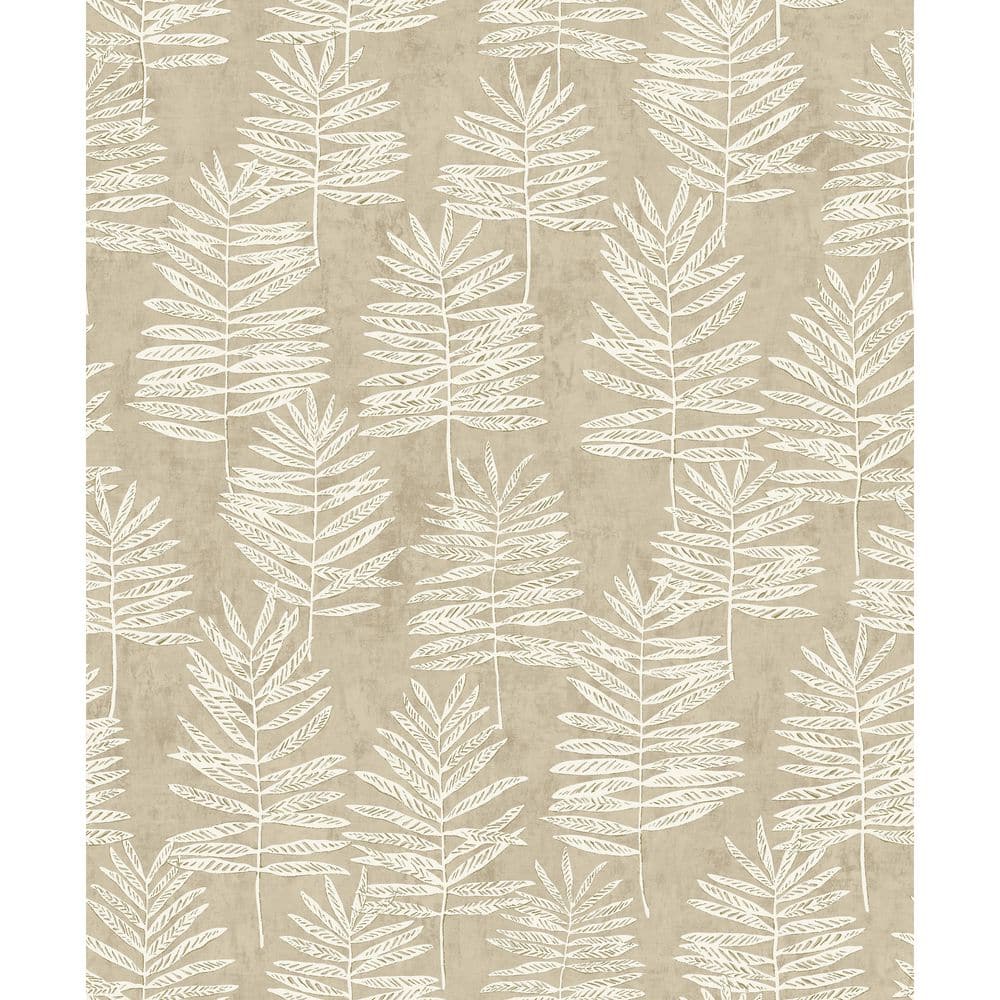 Zen Collection Cream/White Tumbling Leaf Sheen Finish Non-Pasted Non-Woven 