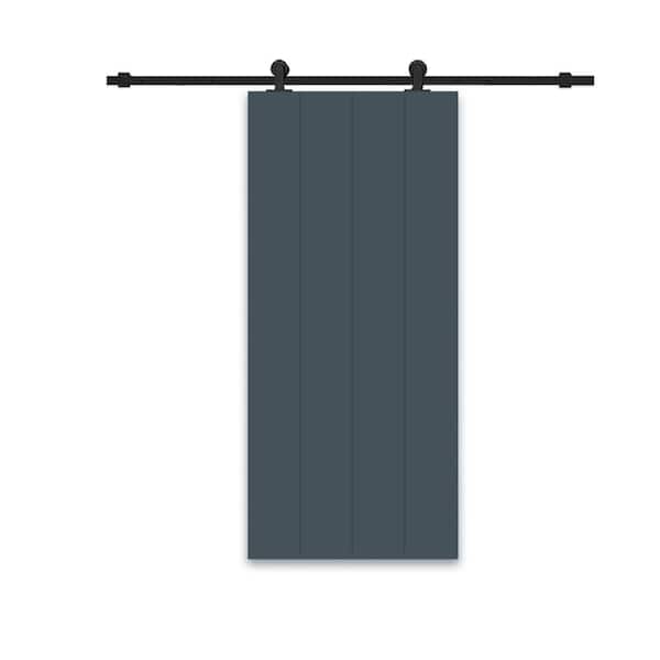 CALHOME 36 in. x 84 in. Charcoal Gray Painted Composite MDF Paneled Interior Sliding Barn Door with Hardware Kit