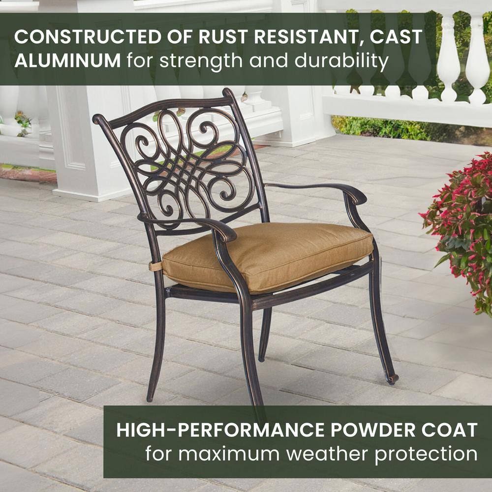 Bronze Aluminum 9-Piece Outdoor Dining Set with Natural Oat Cushions
