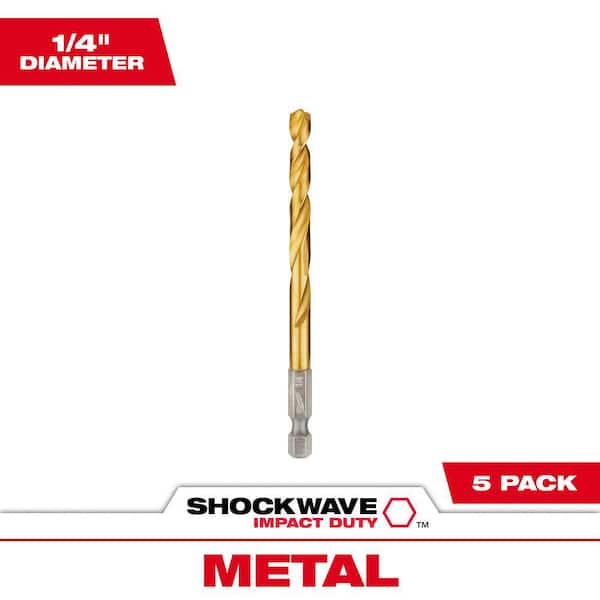 SHOCKWAVE 1/4 in. Titanium Twist Drill Bit (5-Pack)