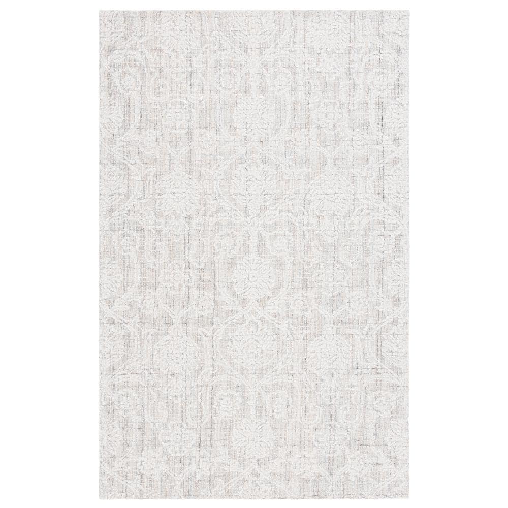 Ivory Tufted Wool 4' x 6' Rectangular Area Rug