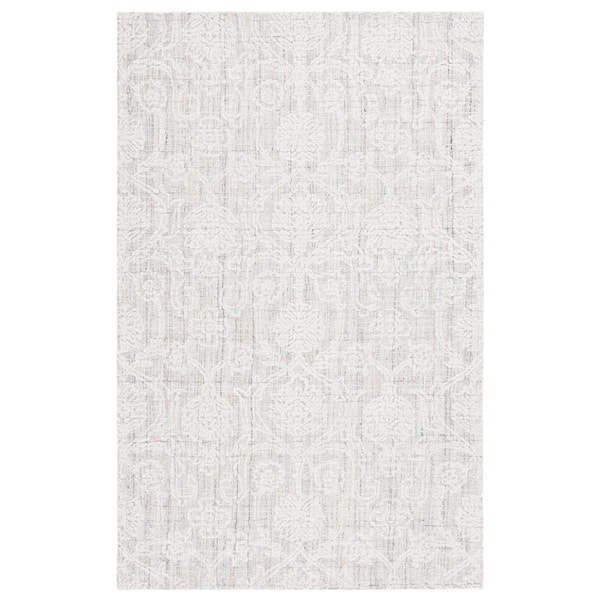 SAFAVIEH Ebony Gray/Ivory 5 ft. x 8 ft. Botanical Area Rug