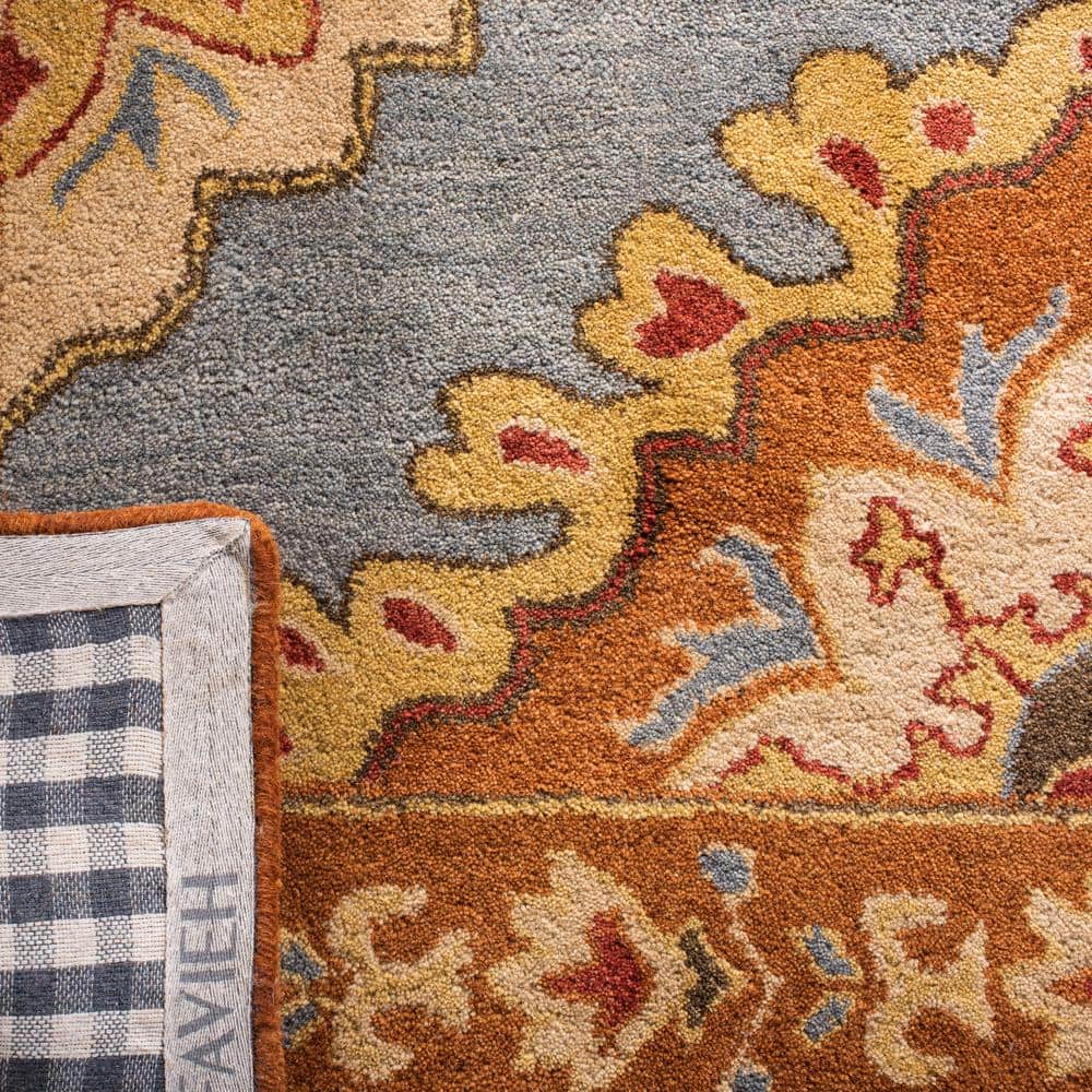 Luxe Heritage Hand-tufted Wool Rectangular Rug in Blue, 6' x 9'